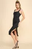 Black Mesh Knit Ruched Midi Dress sold by Pinkblush