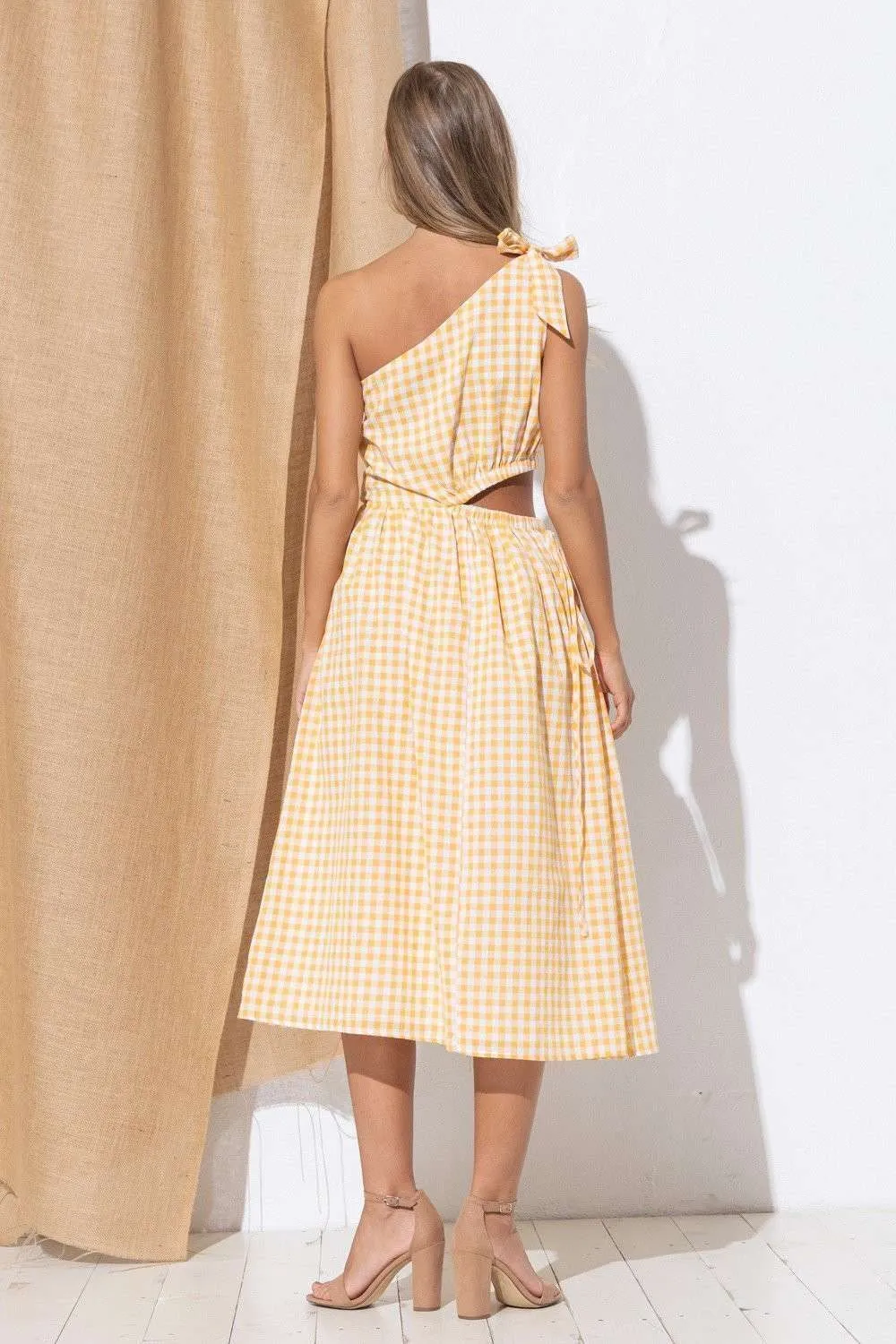 Yellow Plaid Sleeveless Midi Skirt Dress sold by Pinkblush product image thumbnail 3