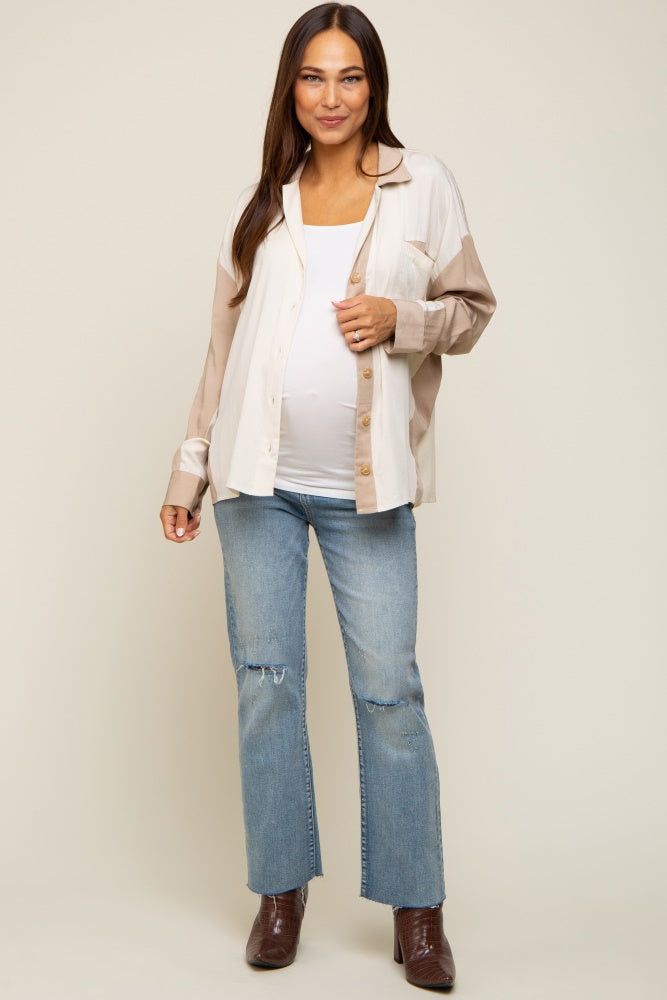 Cream Colorblock Oversized Maternity Blouse sold by Pinkblush product image thumbnail 5