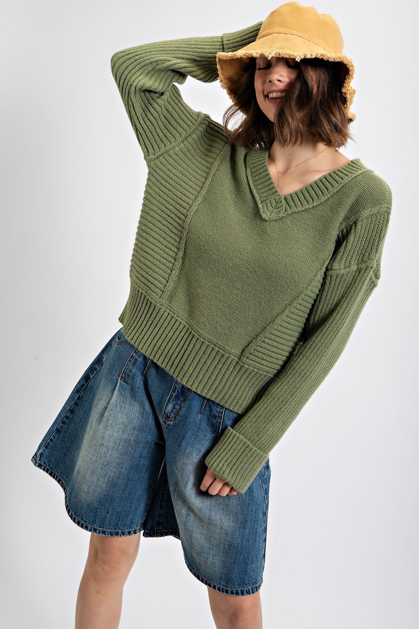 Sage V Neck Sweater Pullover sold by Pinkblush