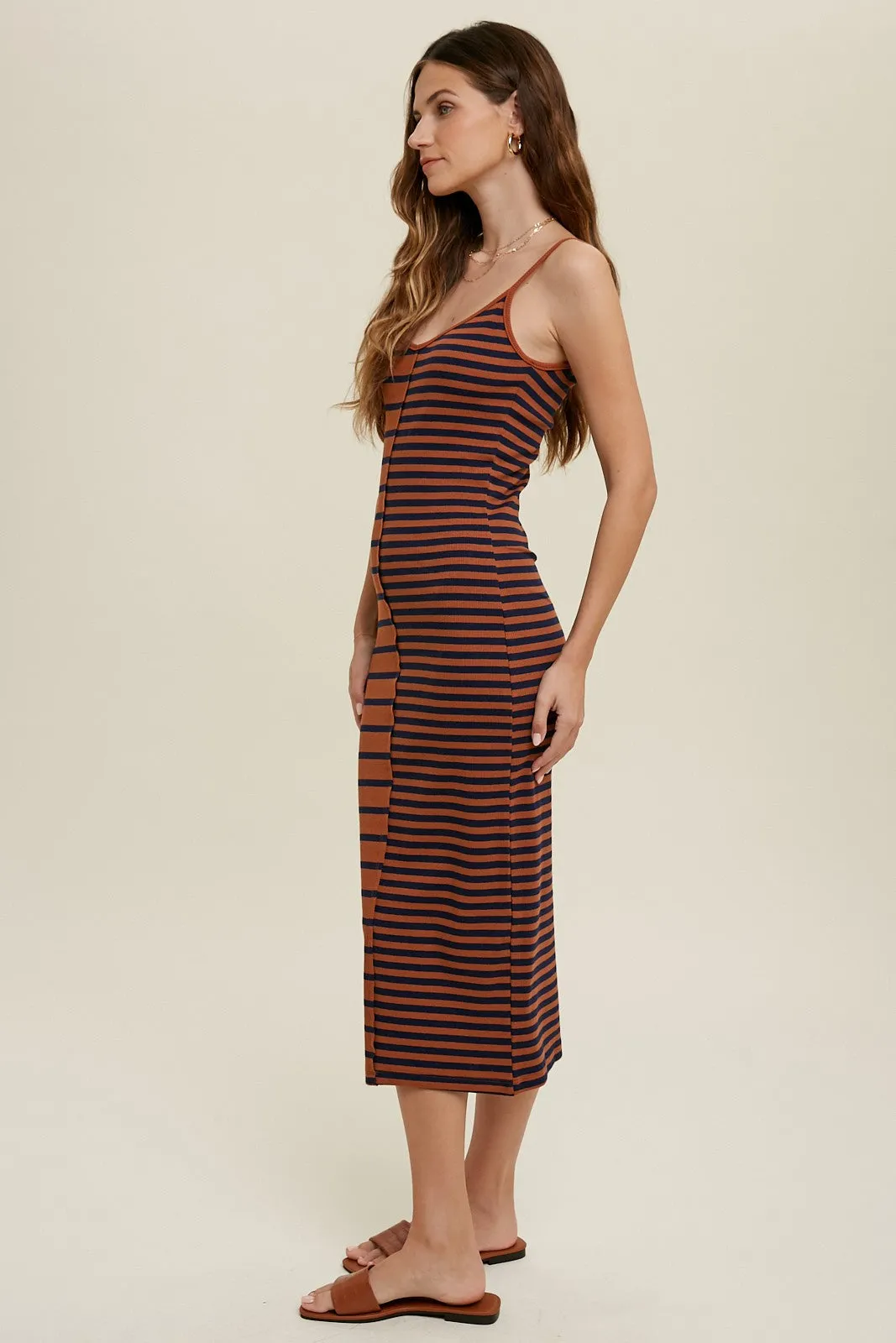 Brown Striped Ribbed Dress sold by Pinkblush product image thumbnail 2