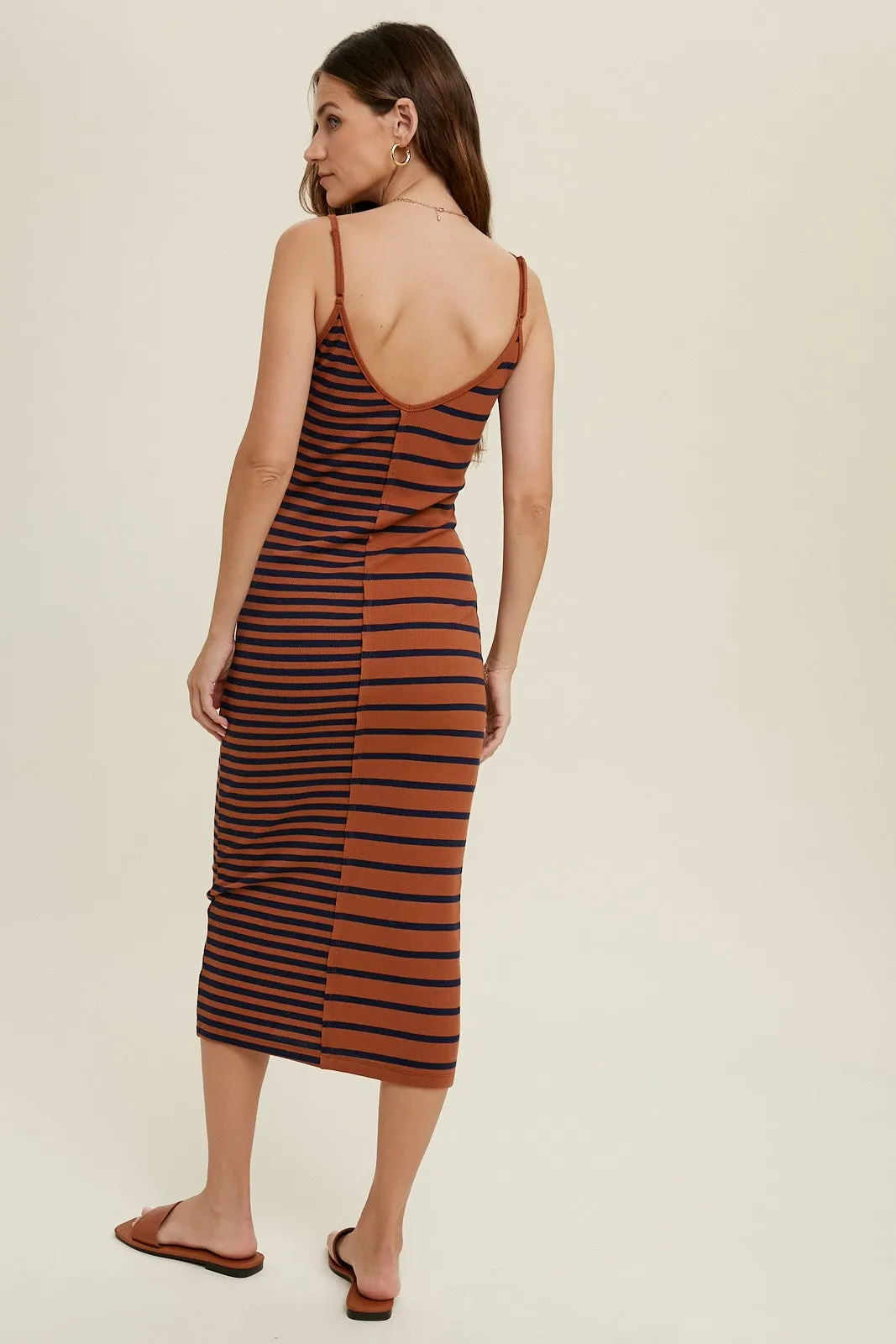 Brown Striped Ribbed Dress sold by Pinkblush product image thumbnail 3