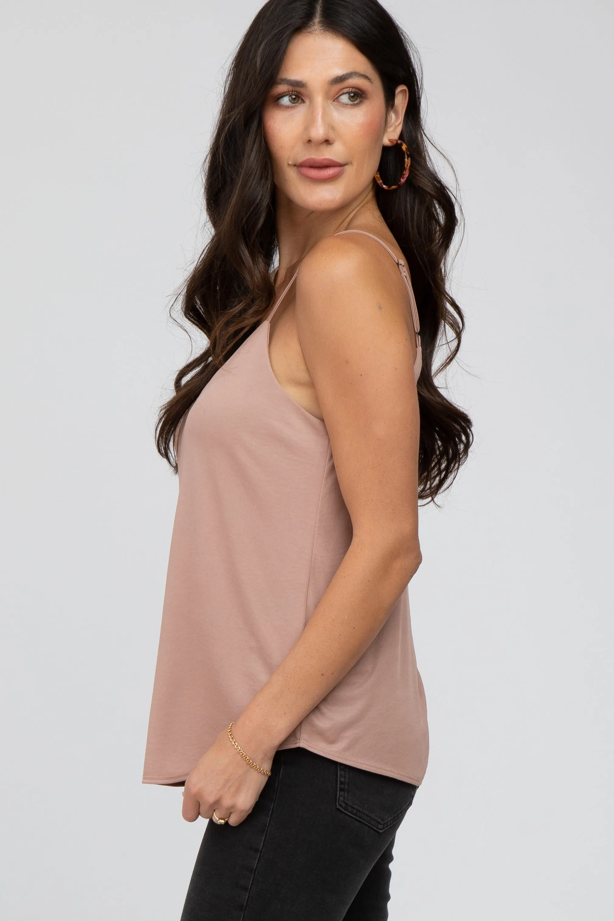 Mocha Curved Hem Tank Top sold by Pinkblush product image thumbnail 2