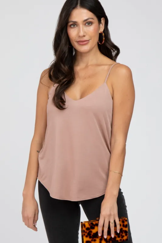 Mocha Curved Hem Tank Top sold by Pinkblush