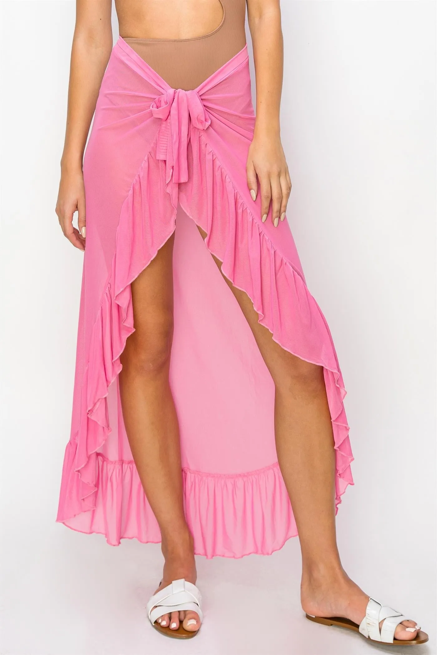 Pink Sheer Ruffle Accent Cover Up sold by Pinkblush product image thumbnail 2