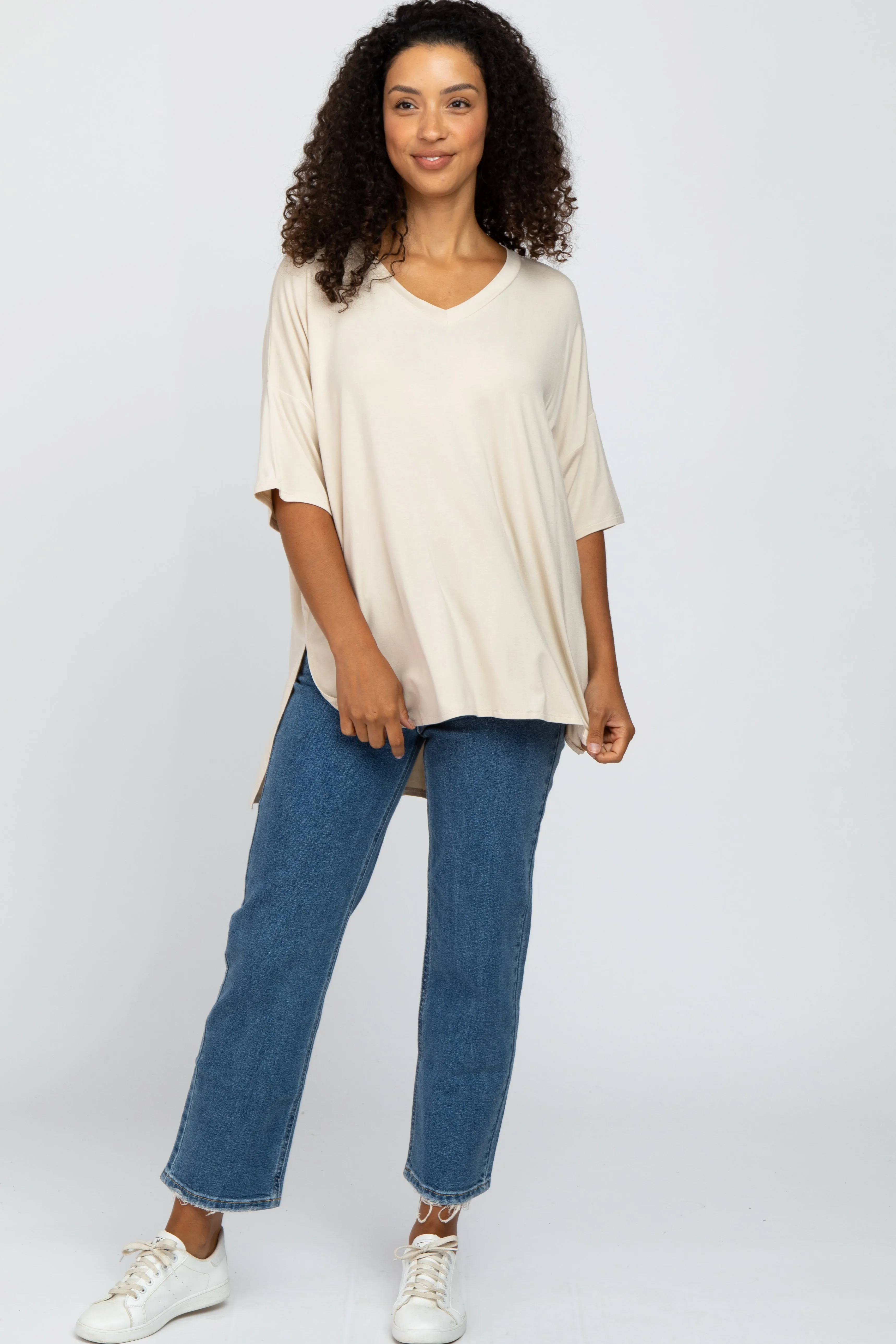 Taupe Hi-Low Dolman Sleeve Top sold by Pinkblush product image thumbnail 4