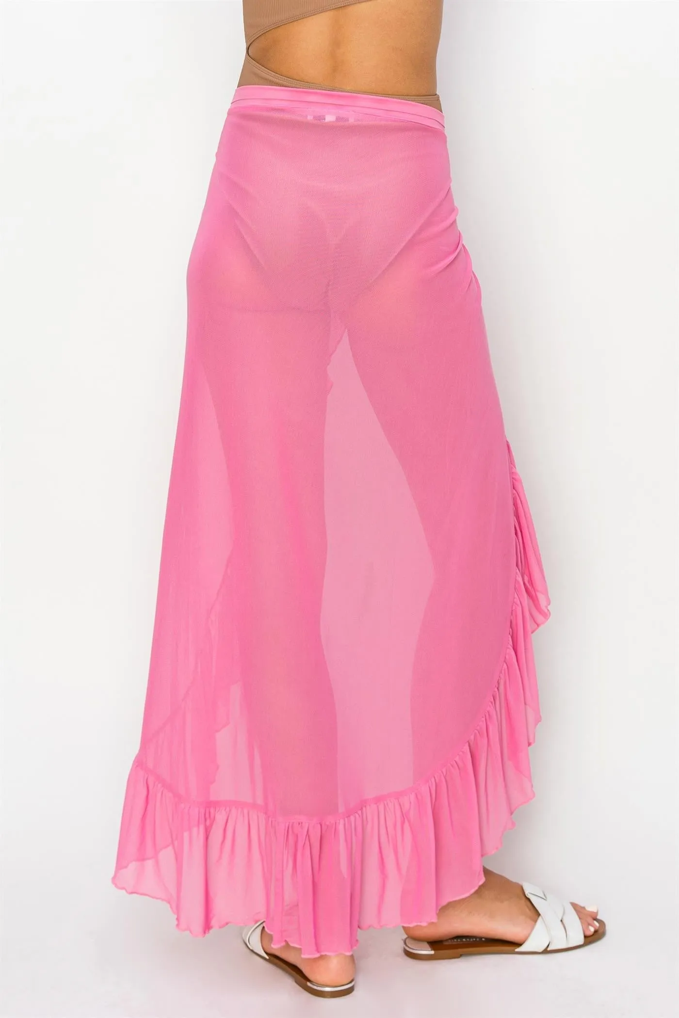 Pink Sheer Ruffle Accent Cover Up sold by Pinkblush product image thumbnail 3