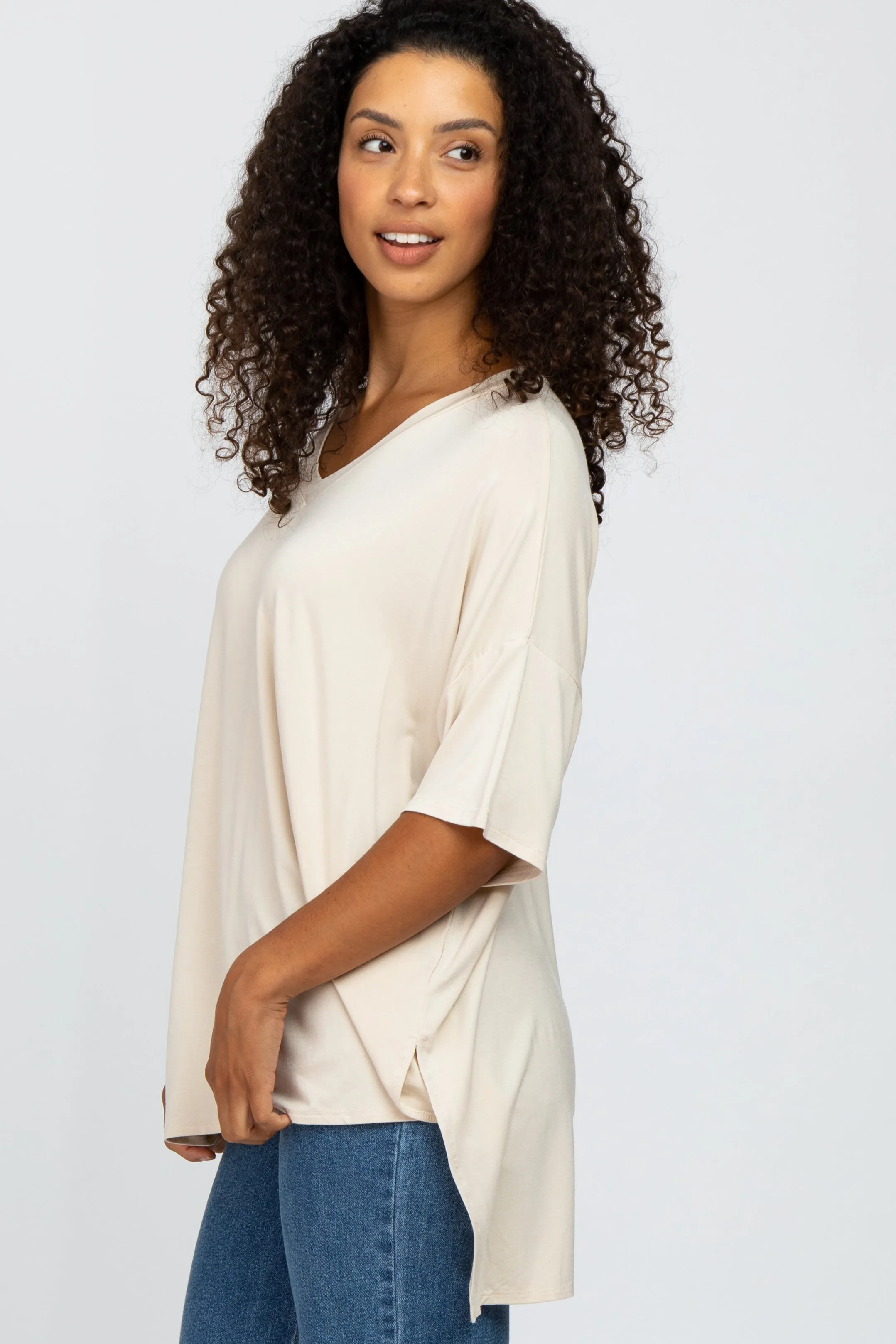 Taupe Hi-Low Dolman Sleeve Top sold by Pinkblush product image thumbnail 2