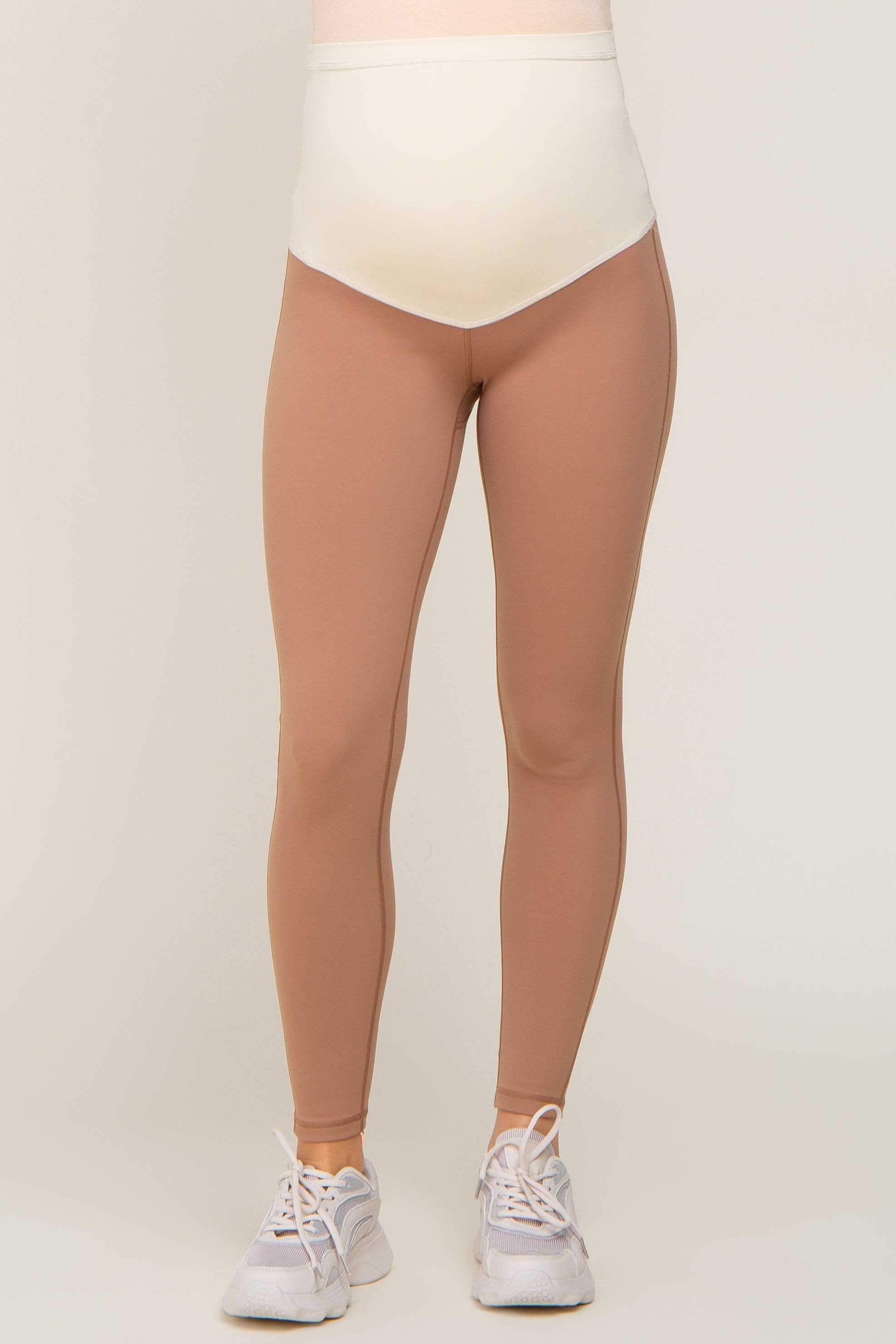 Beige Cropped Maternity Leggings sold by Pinkblush product image thumbnail 2