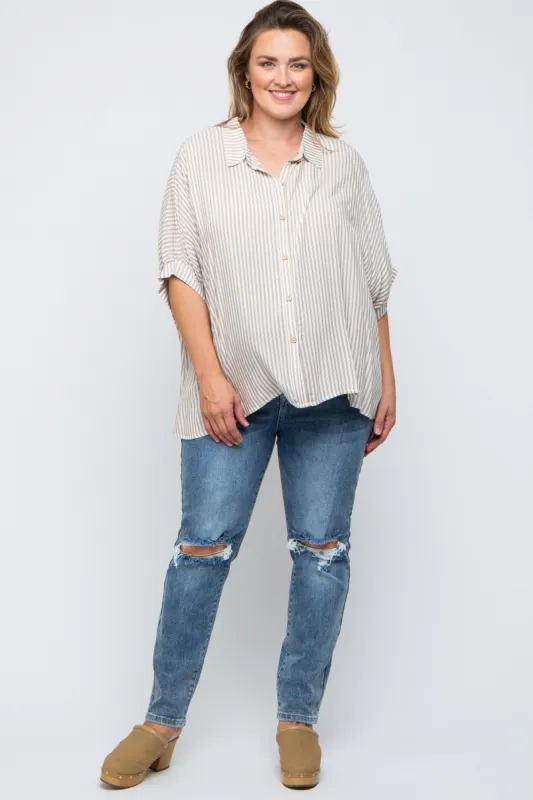 Blue Distressed Ripped Knee Maternity Plus Jeans sold by Pinkblush