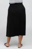 Black Gathered Waist Plus Midi Skirt sold by Pinkblush