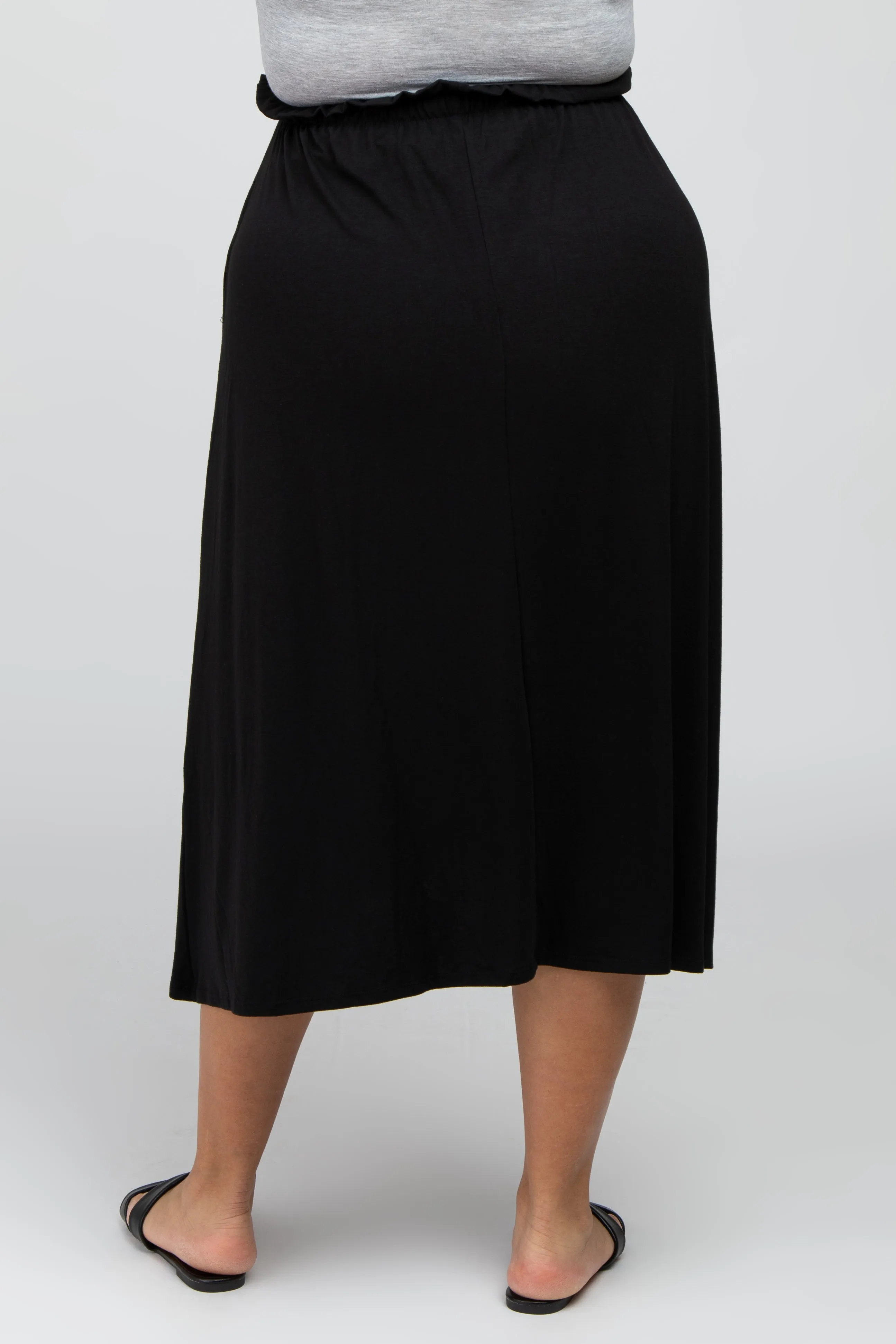 Black Gathered Waist Plus Midi Skirt sold by Pinkblush product image thumbnail 5