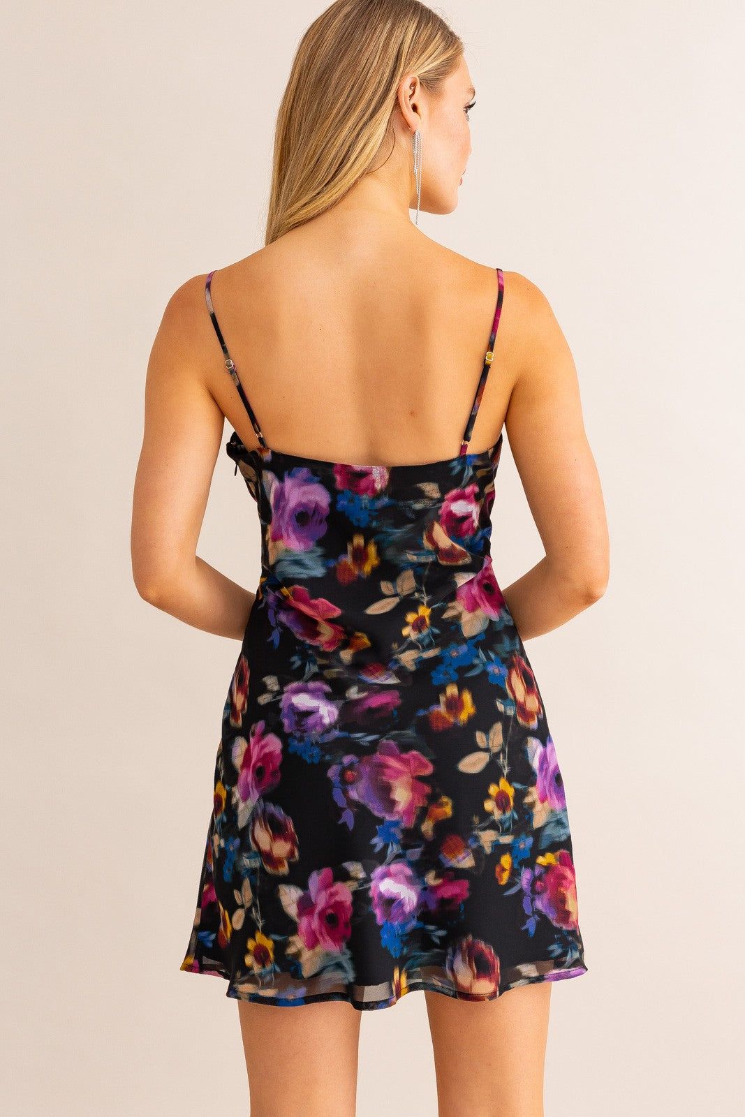 Black-Multi Floral Ruched Mini Dress sold by Pinkblush product image thumbnail 2
