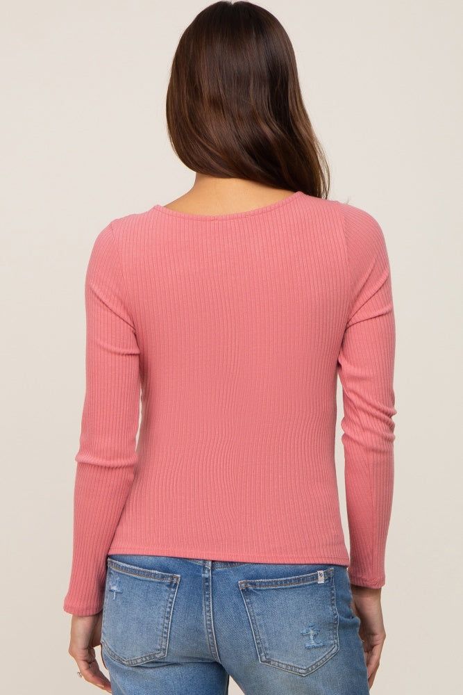 Mauve Ribbed Long Sleeve Maternity Crop Top sold by Pinkblush product image thumbnail 3