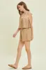 Caramel Crinkled Ruffled Cami Romper sold by Pinkblush
