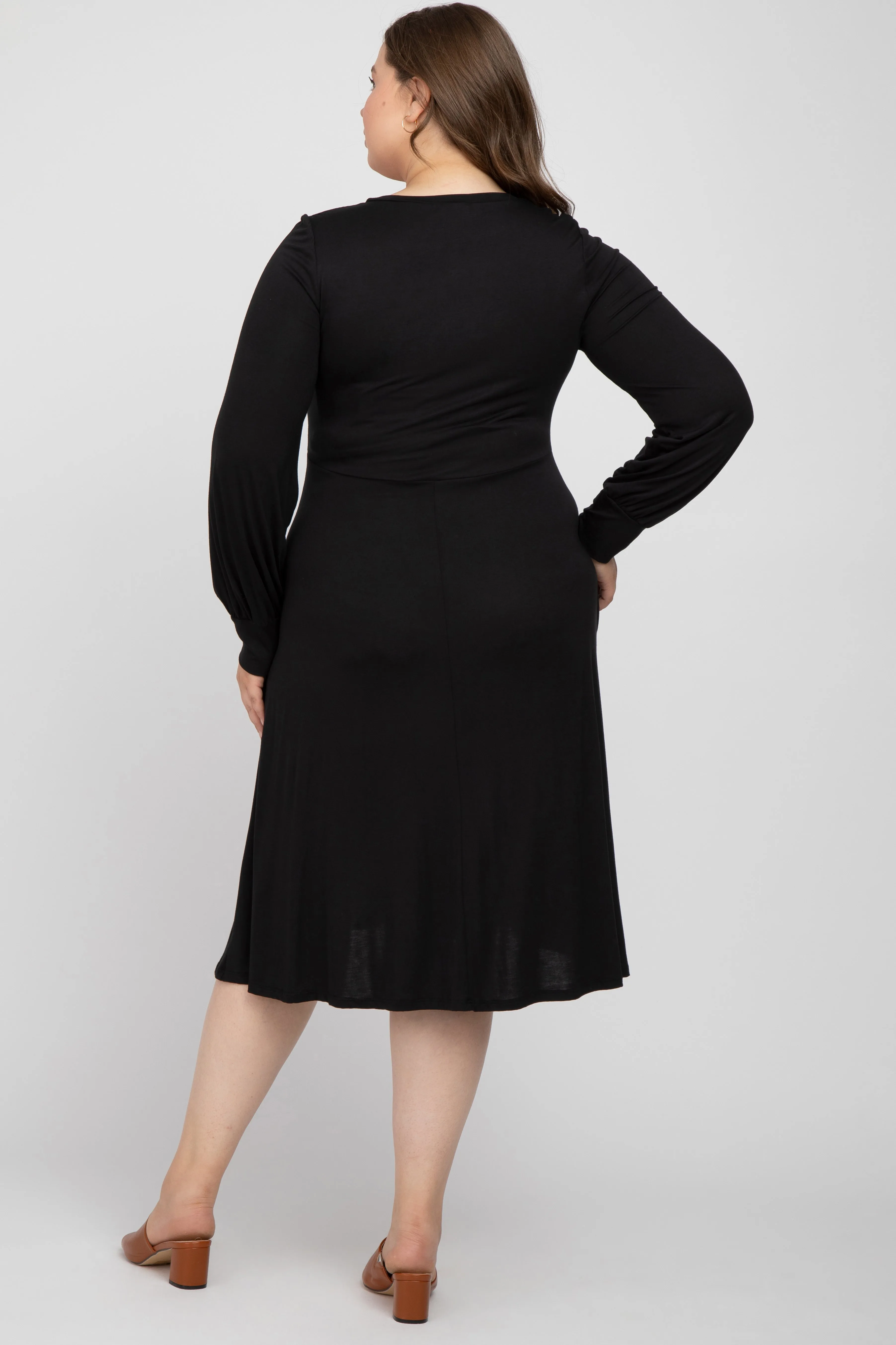 Black Bubble Sleeve Maternity Plus Midi Dress sold by Pinkblush product image thumbnail 3