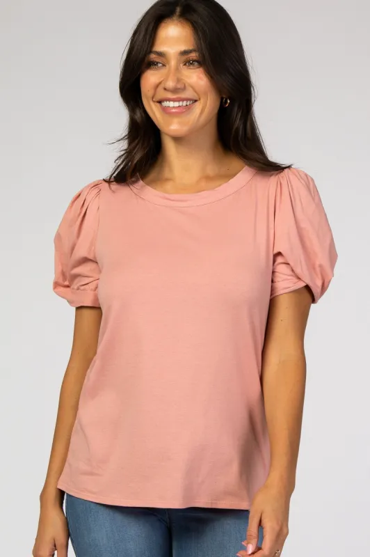 Mauve Puff Sleeve Top sold by Pinkblush