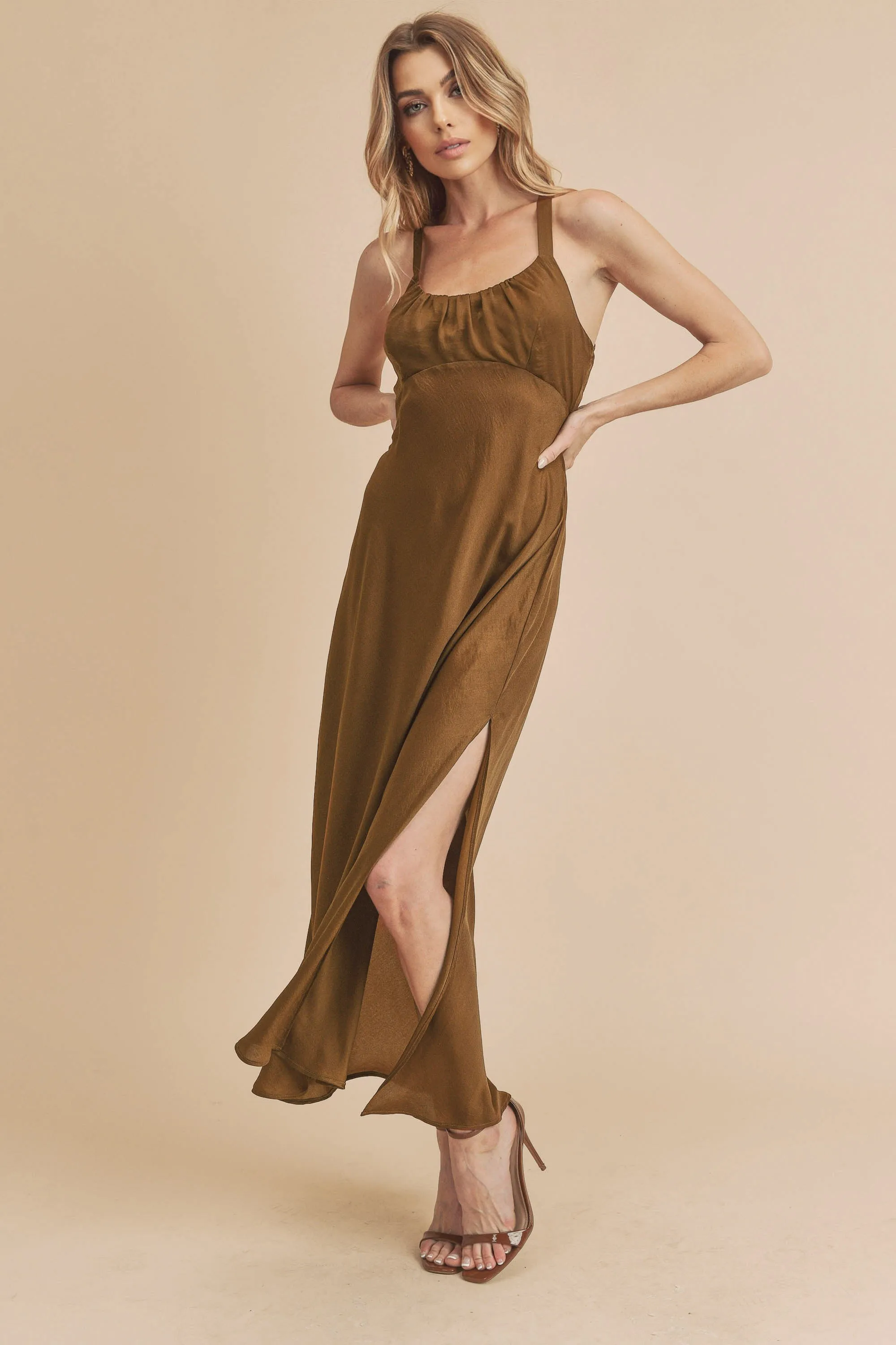 Bronze Maxi Dress sold by Pinkblush