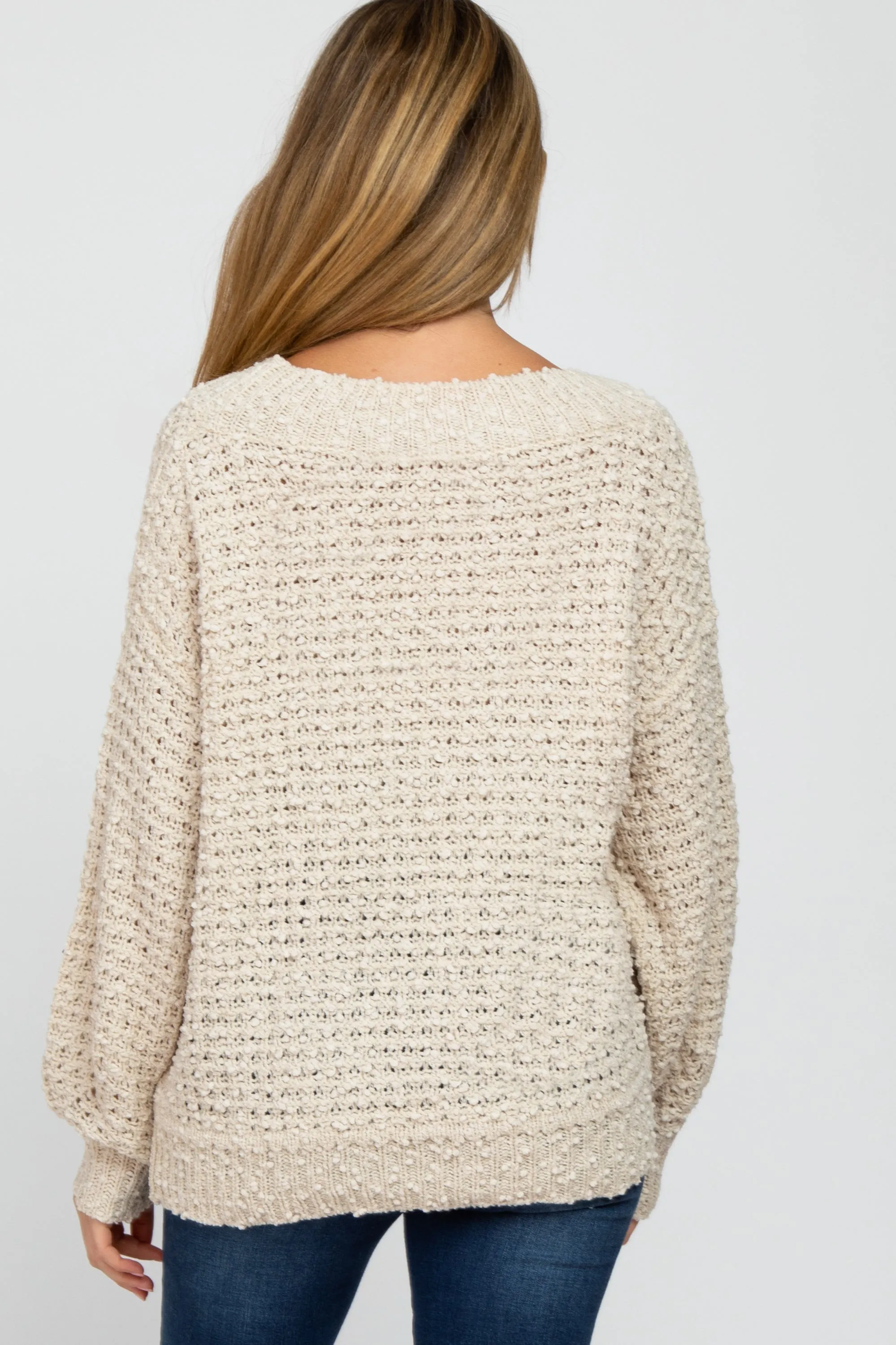 Beige Chunky Knit Maternity Sweater sold by Pinkblush product image thumbnail 3