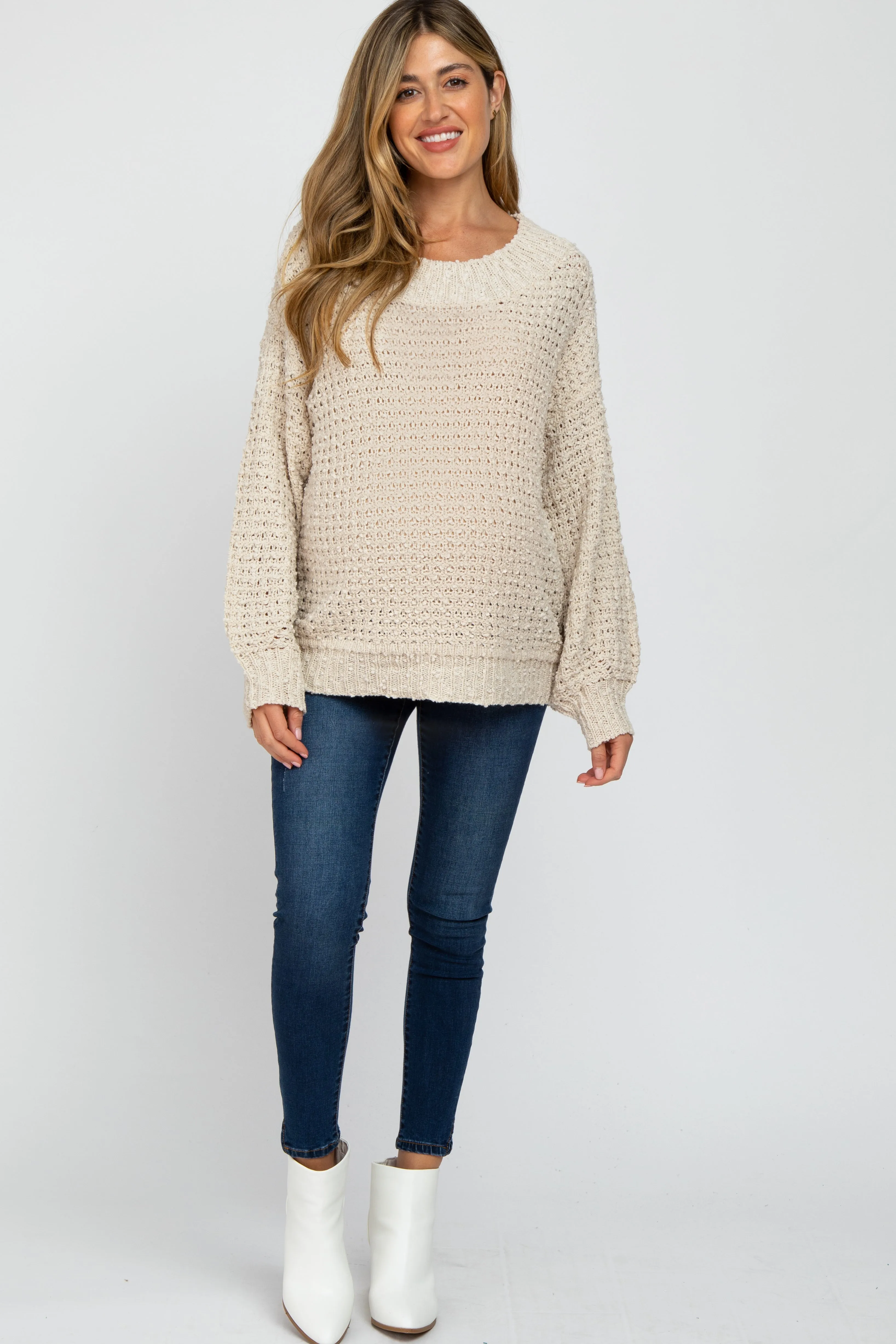 Beige Chunky Knit Maternity Sweater sold by Pinkblush product image thumbnail 4