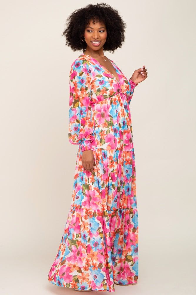 Multi Color Floral Tiered Chiffon Dress sold by Pinkblush product image thumbnail 2