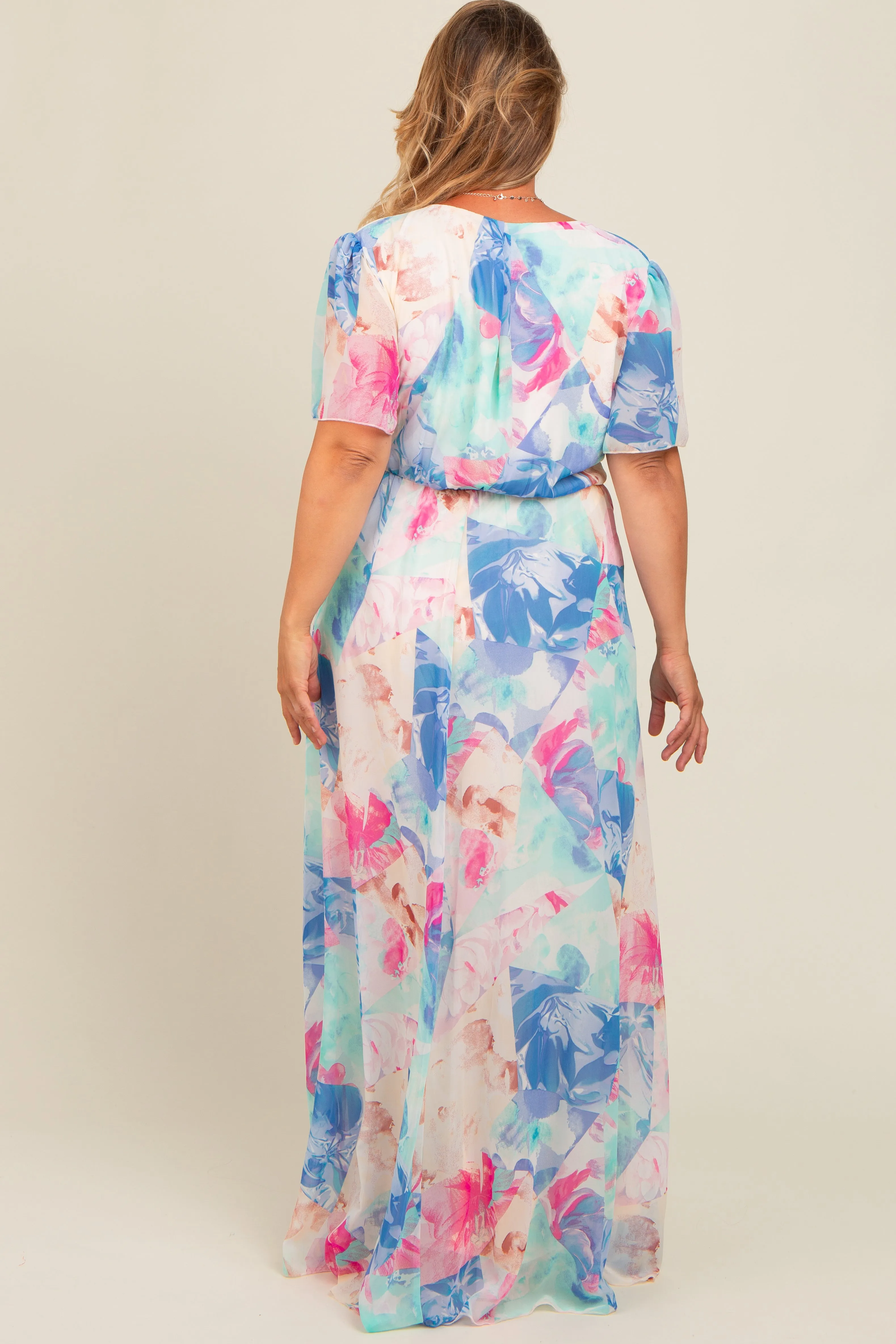 Blue Front Tie V-Neckline Maternity Dress sold by Pinkblush product image thumbnail 3