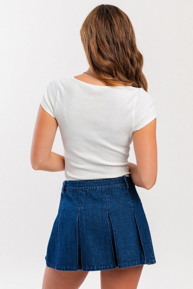 White Shirred Neck Short Sleeve Bodysuit sold by Pinkblush product image thumbnail 3