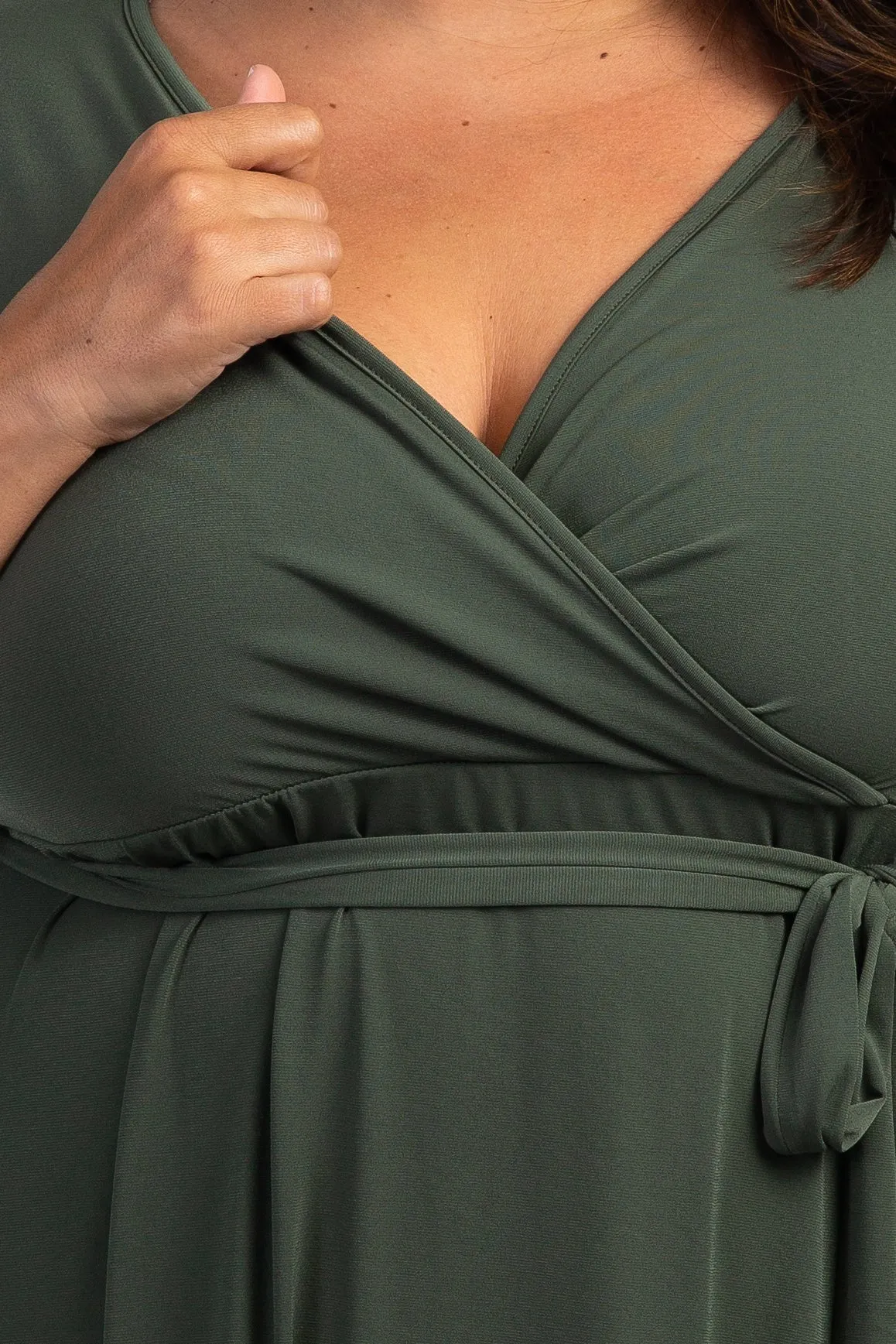 PinkBlush Olive Sash Tie Wrap Plus Maxi Dress sold by Pinkblush product image thumbnail 4