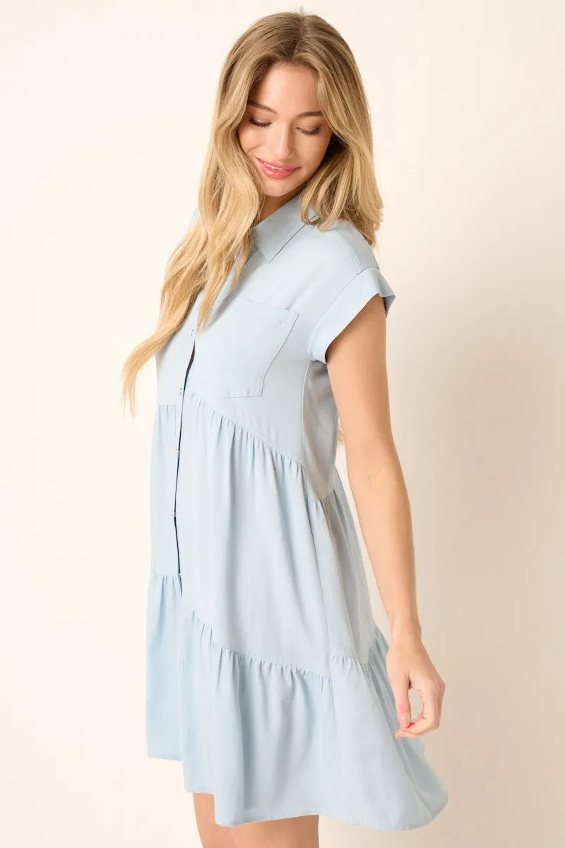 Denim Ruffle Tier Shirt Dress sold by Pinkblush product image thumbnail 2