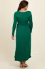 Forest Green Square Neck Long Sleeve Maternity Midi Dress sold by Pinkblush