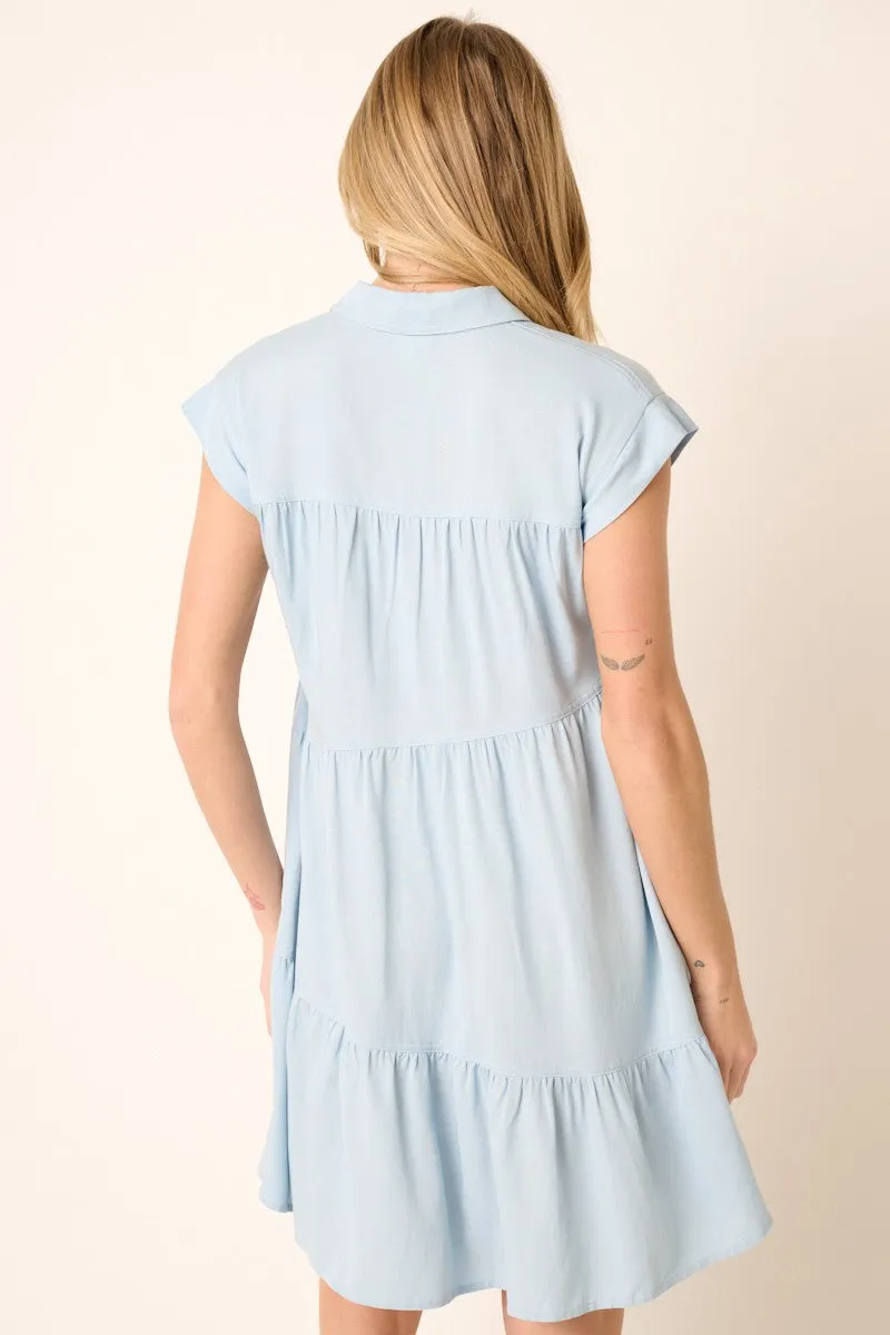 Denim Ruffle Tier Shirt Dress sold by Pinkblush product image thumbnail 3