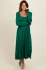 Forest Green Square Neck Long Sleeve Maternity Midi Dress sold by Pinkblush