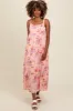 Peach Floral Tie Strap Maternity Maxi Dress sold by Pinkblush