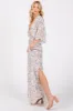 Cream V-Neck Smocked Waist Short Sleeve Maxi Dress sold by Pinkblush