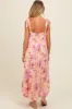 Peach Floral Tie Strap Maternity Maxi Dress sold by Pinkblush