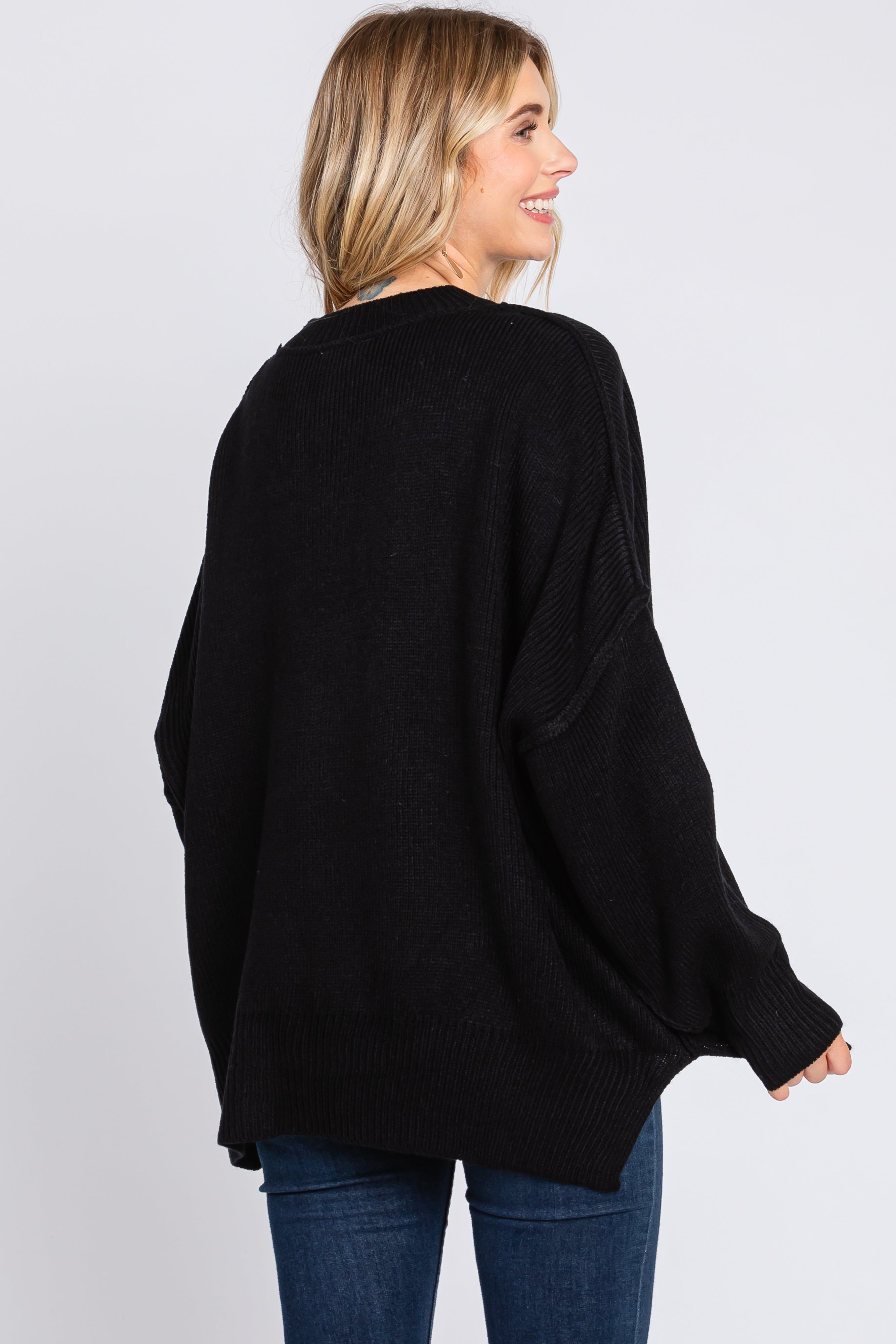 Black Long Sleeve Sweater sold by Pinkblush product image thumbnail 3