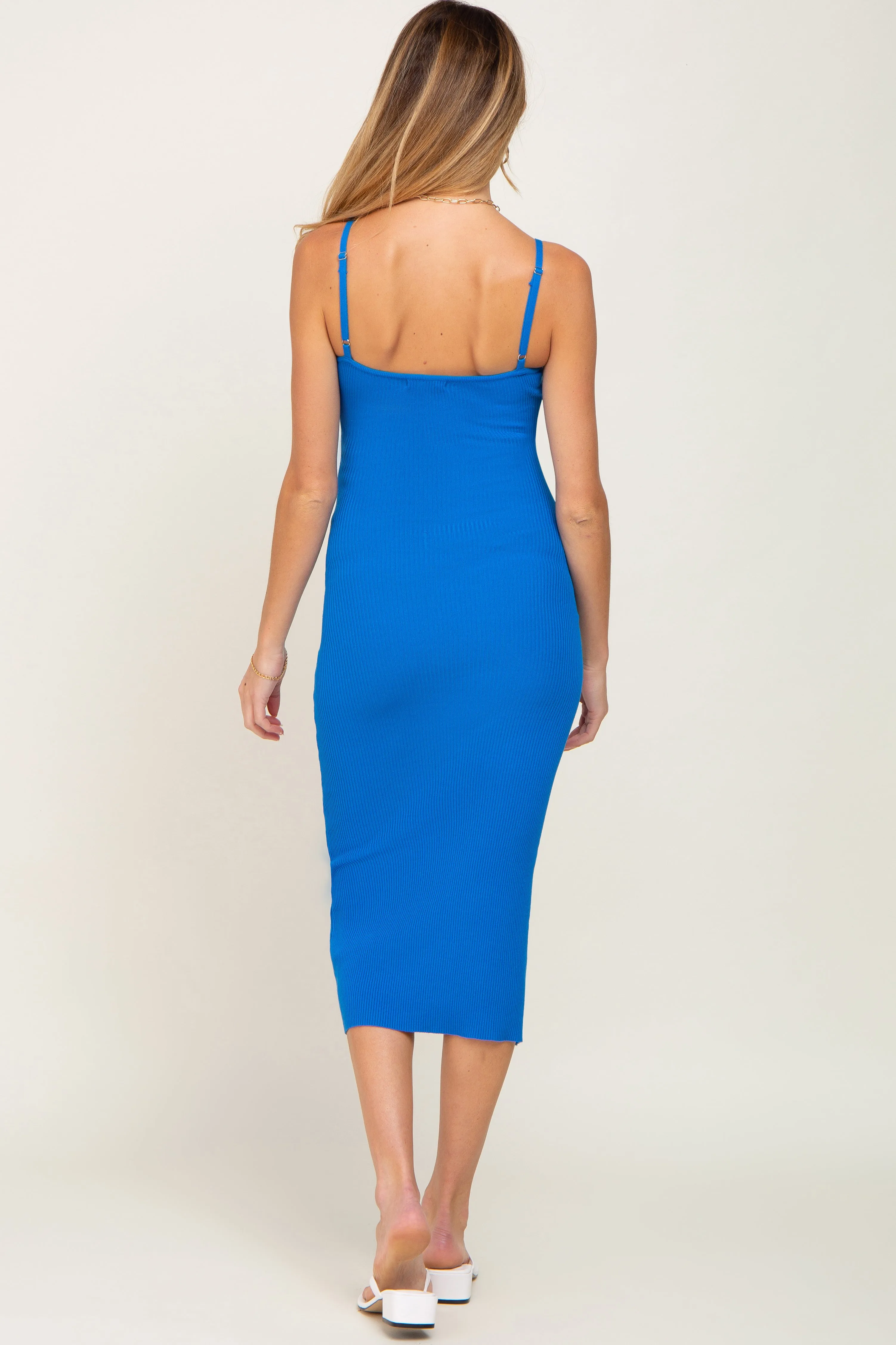 Royal Blue Ribbed Sleeveless Fitted Maternity Dress sold by Pinkblush product image thumbnail 3