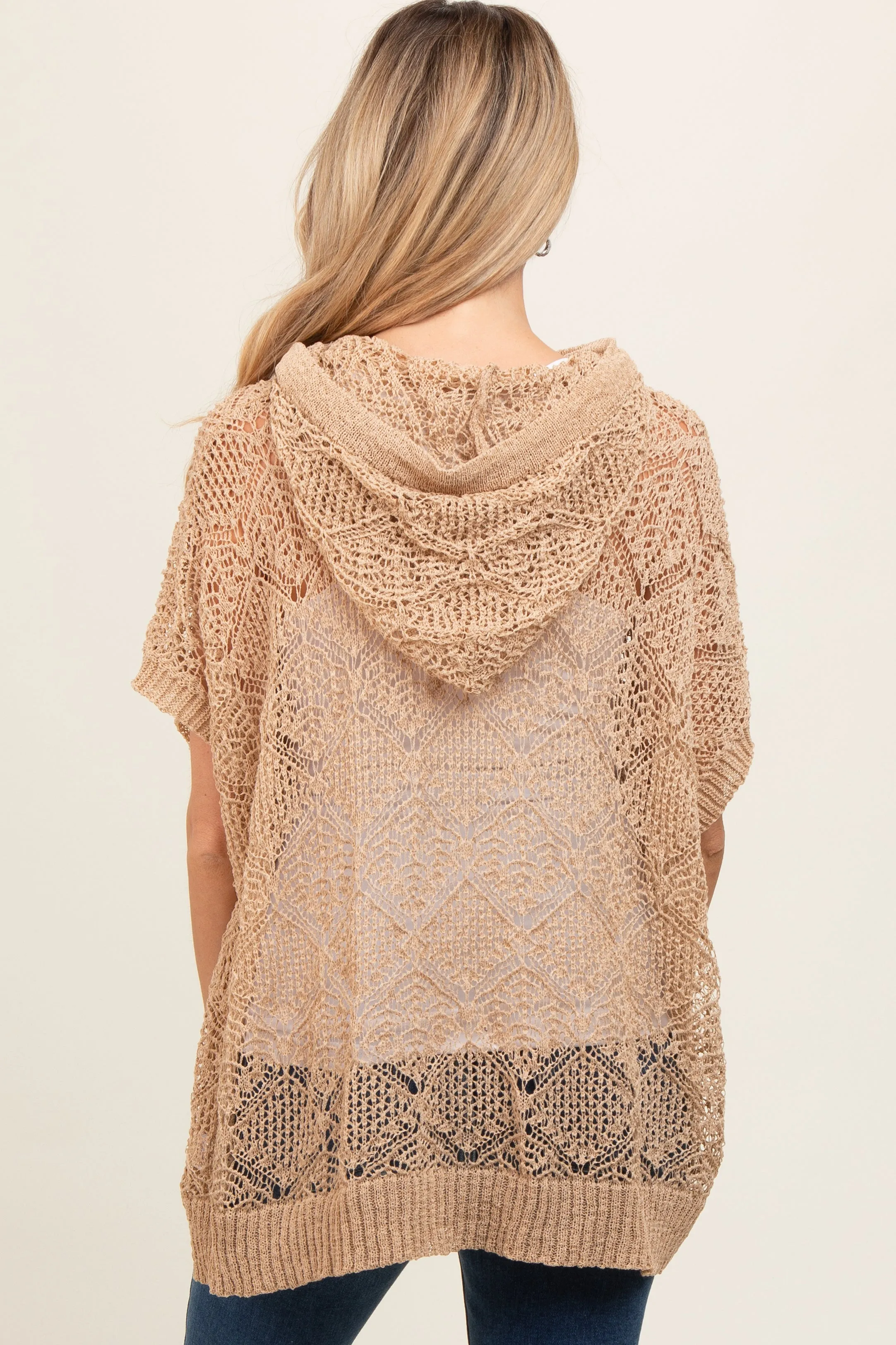 Beige Knit Dolman Sleeve Hooded Maternity Top sold by Pinkblush product image thumbnail 3