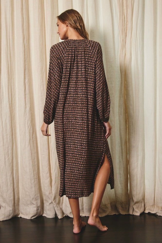 Charcoal Button Down 3/4 Sleeve Midi Dress sold by Pinkblush product image thumbnail 3