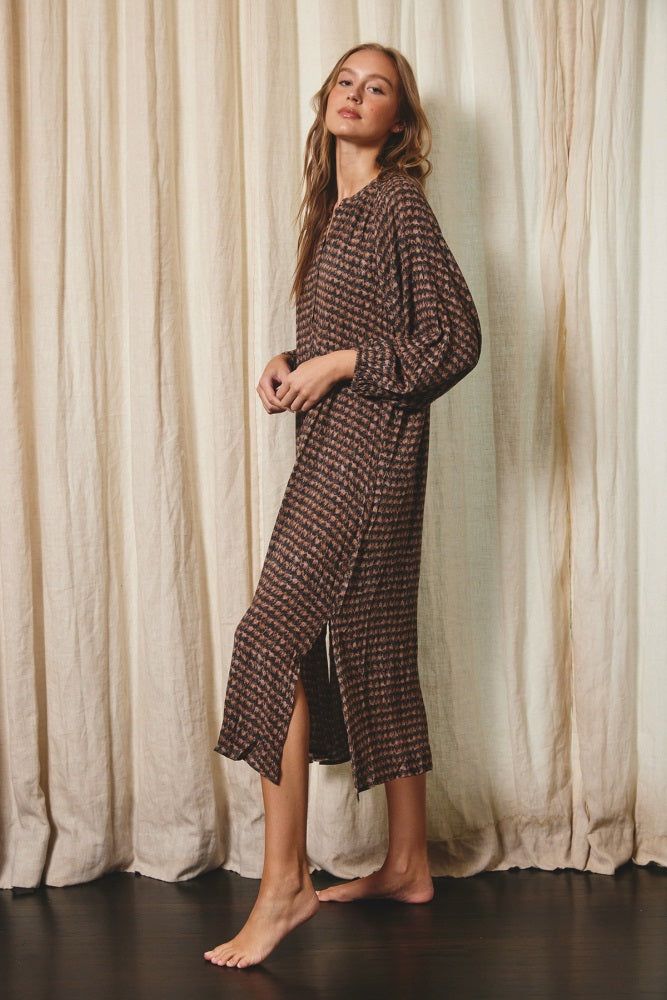 Charcoal Button Down 3/4 Sleeve Midi Dress sold by Pinkblush product image thumbnail 2