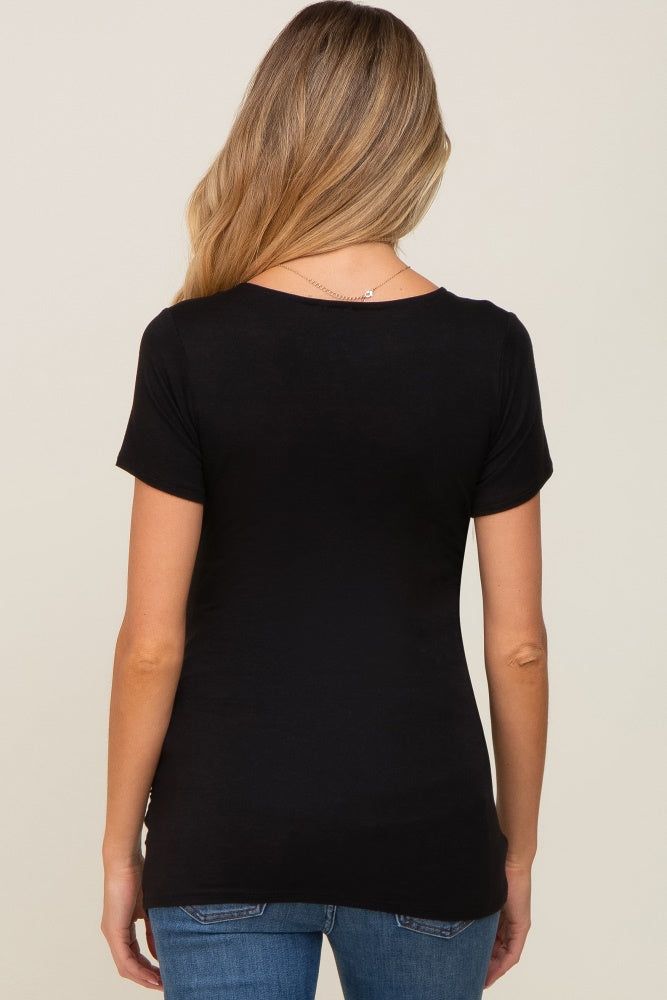 Black Wrap Front Maternity/Nursing Top sold by Pinkblush product image thumbnail 3