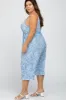 Blue Floral Pleated Plus Midi Dress sold by Pinkblush