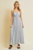 Silver Pleated Back Cutout Tie Maternity Maxi Dress sold by Pinkblush