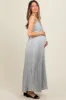 Silver Pleated Back Cutout Tie Maternity Maxi Dress sold by Pinkblush