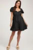Black Puff Sleeve Ruffle Accent Maternity Mini Dress sold by Pinkblush
