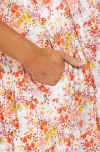 Ivory Floral Print Shoulder Tie Maternity Midi Dress sold by Pinkblush