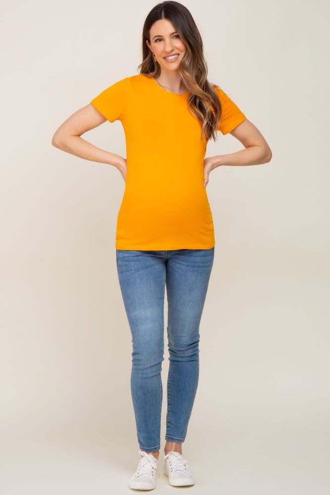 Orange Basic Crew Neck Maternity Tee sold by Pinkblush product image thumbnail 4