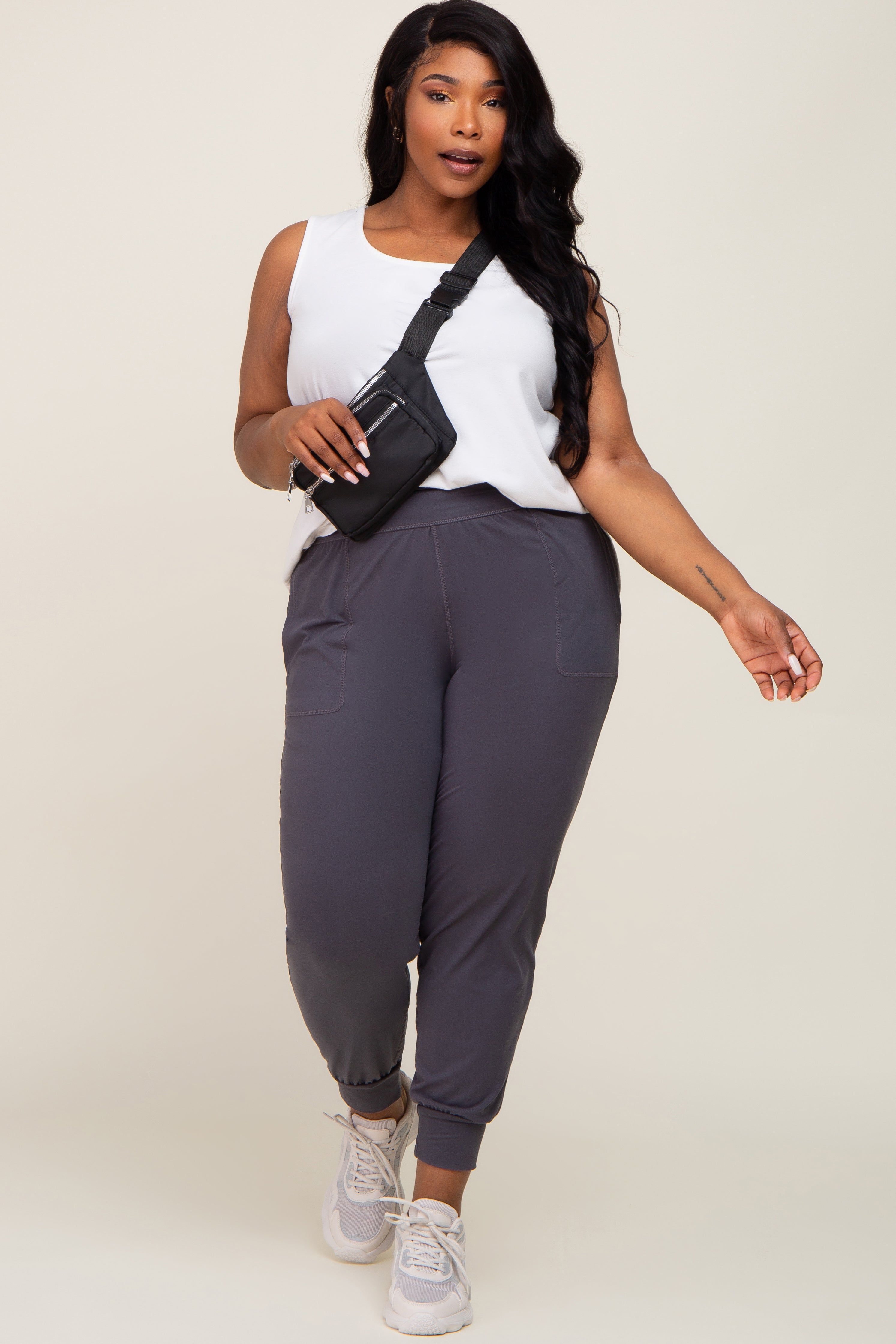 Charcoal Soft Knit Plus Jogger Pants sold by Pinkblush product image thumbnail 5