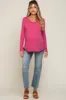 Fuchsia Ribbed Knit Maternity Long Sleeve Top sold by Pinkblush