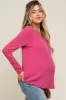 Fuchsia Ribbed Knit Maternity Long Sleeve Top sold by Pinkblush